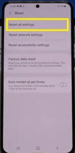 reset all settings