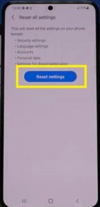 reset all settings