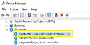steps in updating the Bluetooth driver on windows