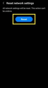 steps for resetting the network settings