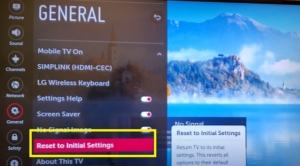 Scroll down/click Reset to Initial Settings