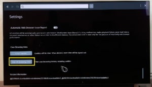 Scroll down/click Clear All Browsing Data
