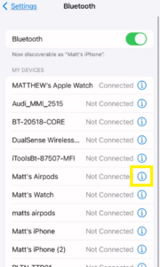 Click the More Info icon beside your AirPods