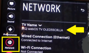 Scroll down/click Network and take note of your LG TV model